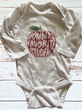 Gerber 0-3 Month "Mommy's Favorite Student" Long Sleeve White Bodysuit